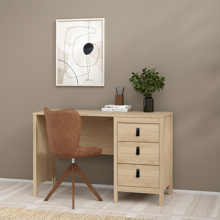 Barcelona Desk 3 Drawers in Jackson Hickory Oak - TidySpaces
