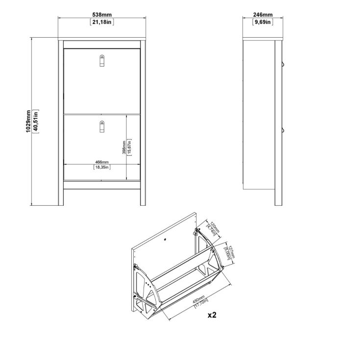 Barcelona Shoe Cabinet 2 Flap Door White - TidySpaces