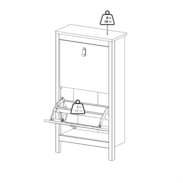 Barcelona Shoe Cabinet 2 Flap Doors in Jackson Hickory Oak - TidySpaces