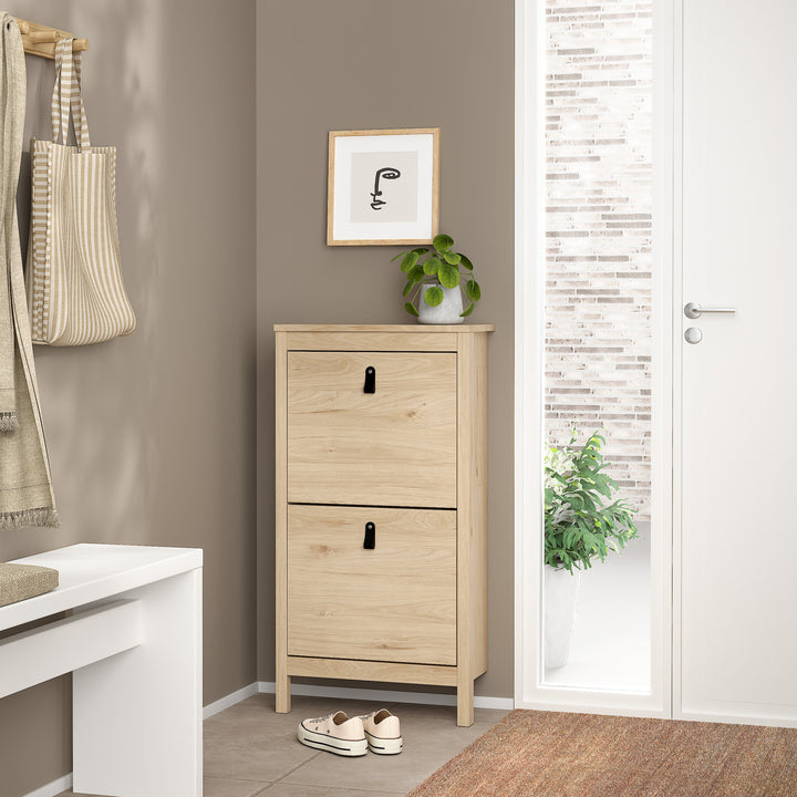 Barcelona Shoe Cabinet 2 Flap Doors in Jackson Hickory Oak - TidySpaces