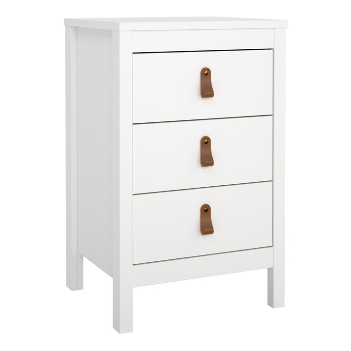 Barcelona Bedside Table 3 Drawers in White - TidySpaces