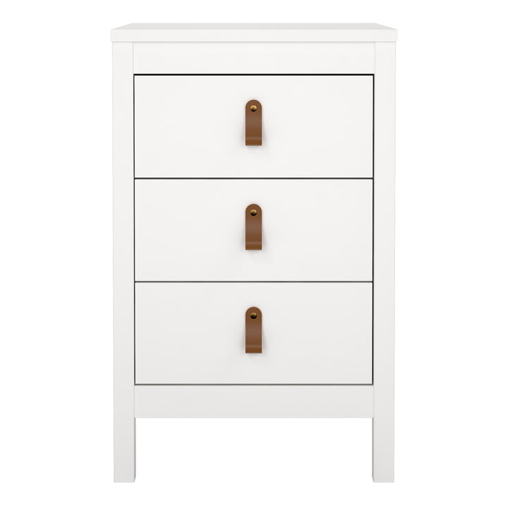 Barcelona Bedside Table 3 Drawers in White - TidySpaces