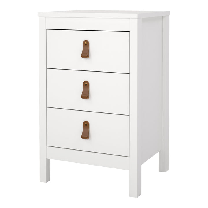 Barcelona Bedside Table 3 Drawers in White - TidySpaces
