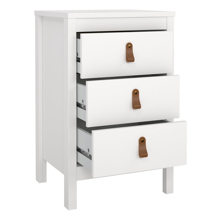 Barcelona Bedside Table 3 Drawers in White - TidySpaces