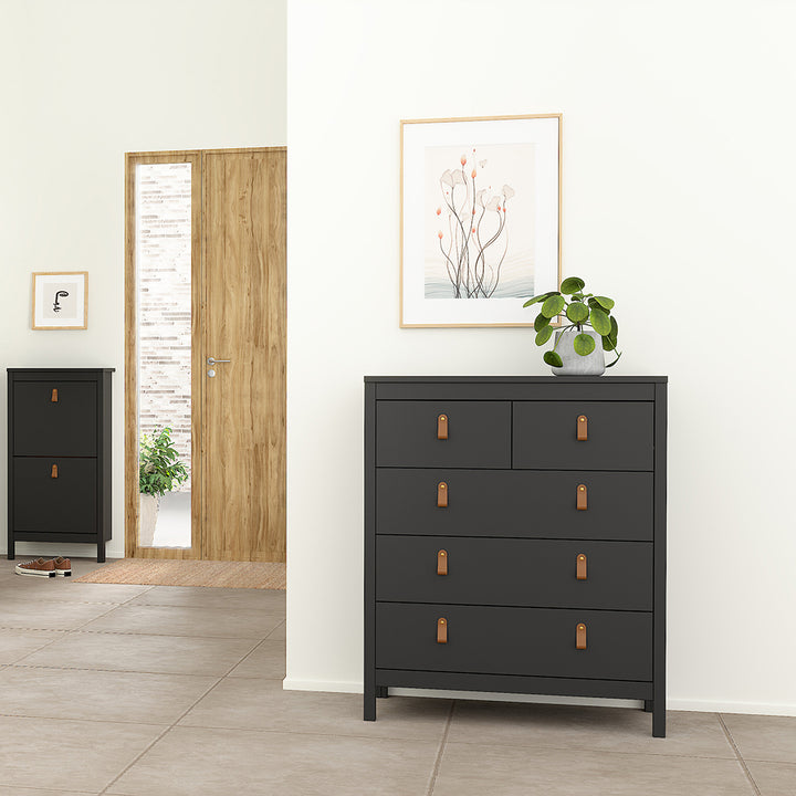 Barcelona 3 Piece Bundle, Bedside, Chest and 3 Door Wardrobe in Matt Black - TidySpaces
