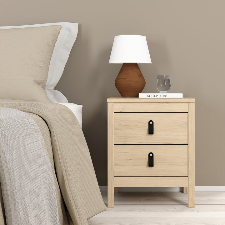 Barcelona Package - Bedside Table 2 drawers + Chest 3+2 drawer + Wardrobe with 3 doors in Jackson Hickory Oak - TidySpaces