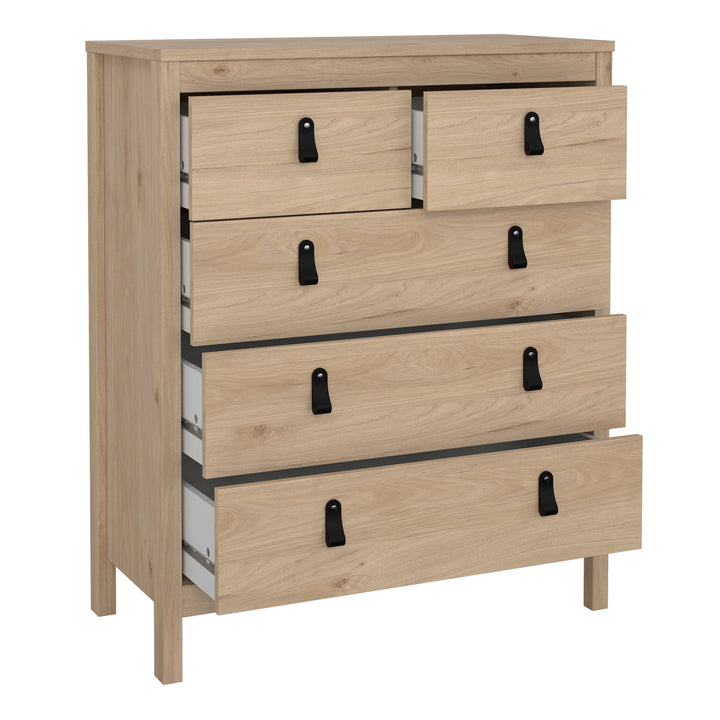Barcelona Package - Bedside Table 2 drawers + Chest 3+2 drawer + Wardrobe with 3 doors in Jackson Hickory Oak - TidySpaces