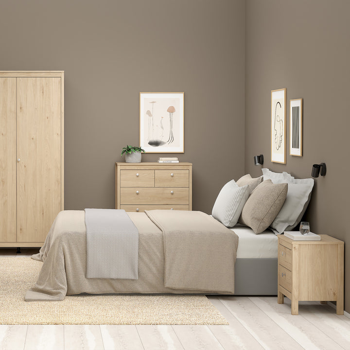 Madrid Bedside Table 2 Drawers in Jackson Hickory Oak - TidySpaces