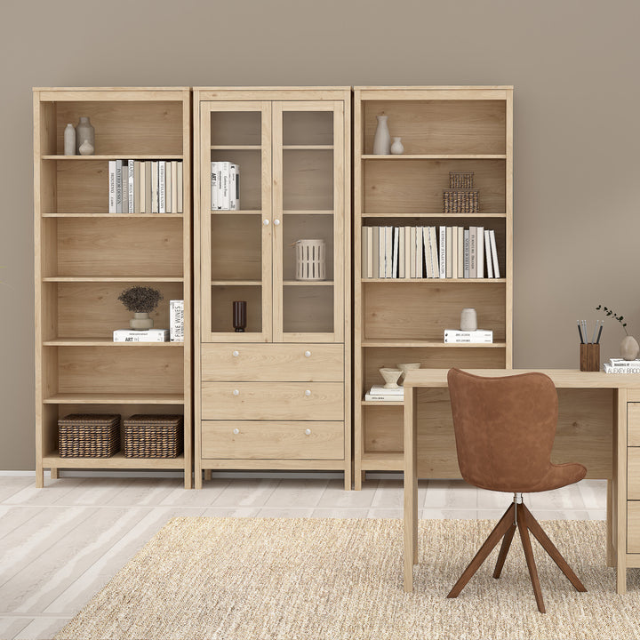 Madrid China Cabinet 2 Doors with Glass + 3 Drawers in Jackson Hickory Oak - TidySpaces