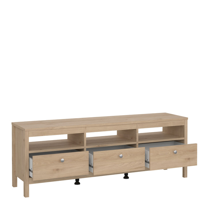 Madrid TV-Unit 3 Drawers in Jackson Hickory Oak - TidySpaces