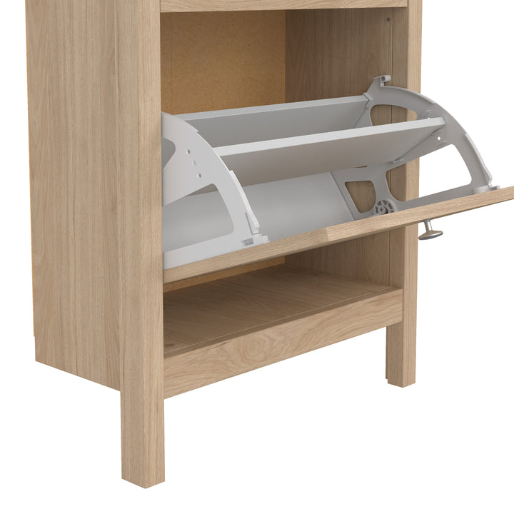 Madrid Shoe Cabinet 2 Flap Doors in Jackson Hickory Oak - TidySpaces