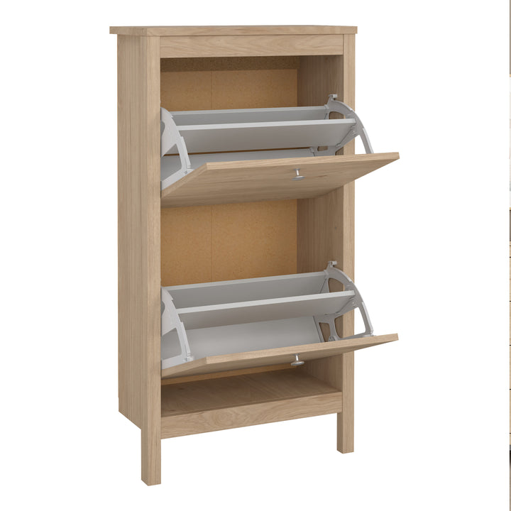 Madrid Shoe Cabinet 2 Flap Doors in Jackson Hickory Oak - TidySpaces