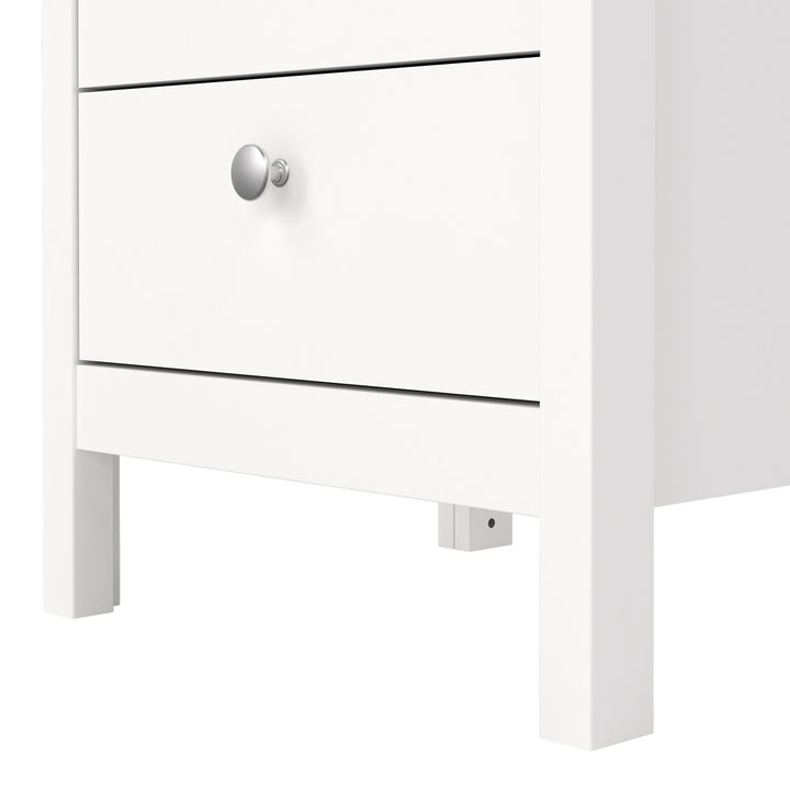 Madrid Bedside Table 3 Drawers in White - TidySpaces
