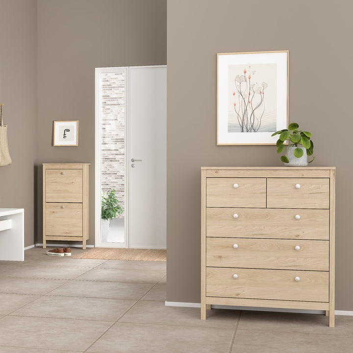 Madrid Package - Bedside Table 2 drawers + Chest 3+2 drawer + Wardrobe with 2 doors in Jackson Hickory Oak - TidySpaces