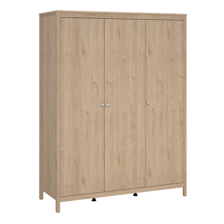 Madrid Package - Bedside Table 2 drawers + Chest 3+2 drawer + Wardrobe with 3 doors in Jackson Hickory Oak - TidySpaces