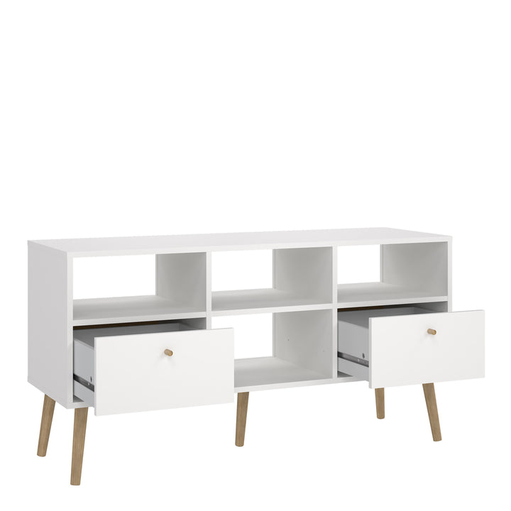 Cumbria TV-Unit 2 Drawers White - TidySpaces