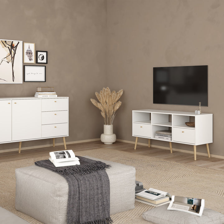 Cumbria TV-Unit 2 Drawers White - TidySpaces