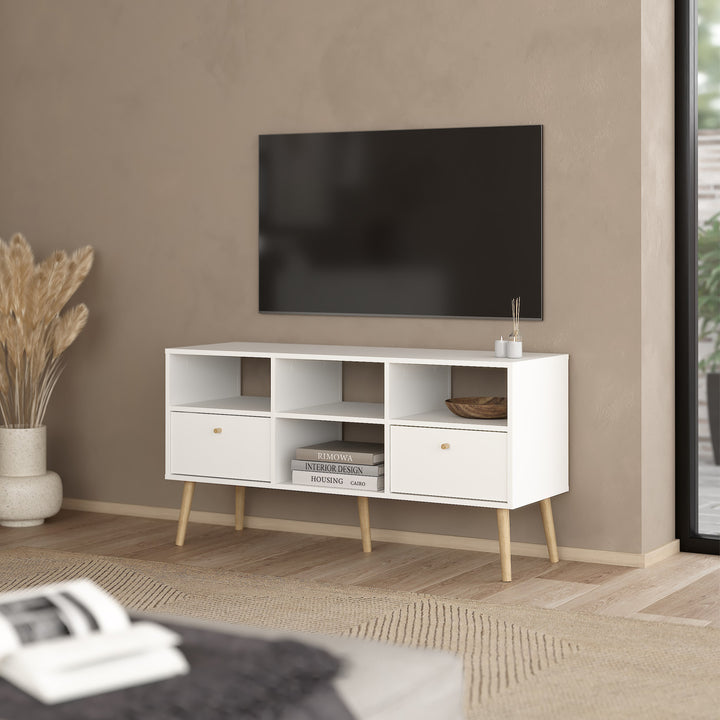 Cumbria TV-Unit 2 Drawers White - TidySpaces