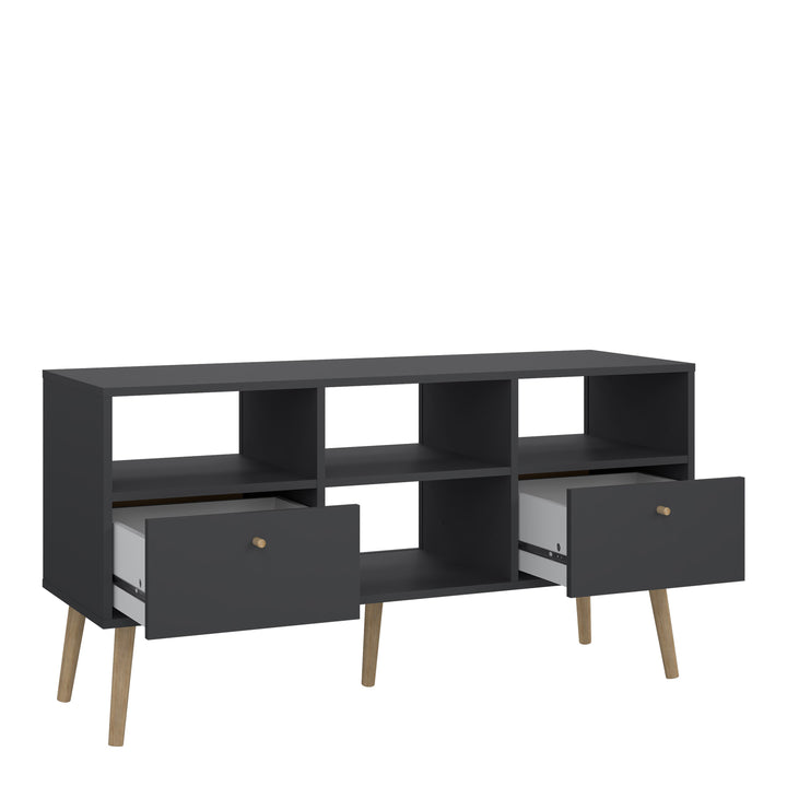 Cumbria TV-Unit 2 Drawers Dark Grey - TidySpaces