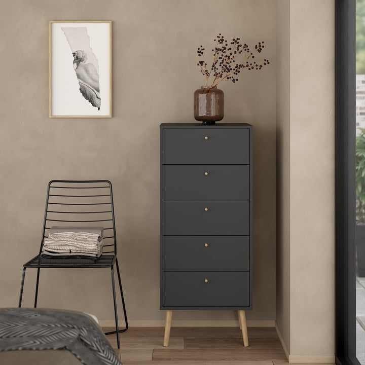 Cumbria Chest 5 Drawers Dark Grey - TidySpaces