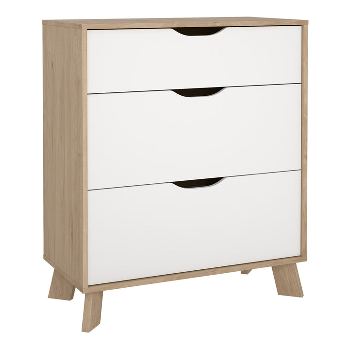 Ikast Chest 3 Drawers in Jackson Hickory and White - TidySpaces