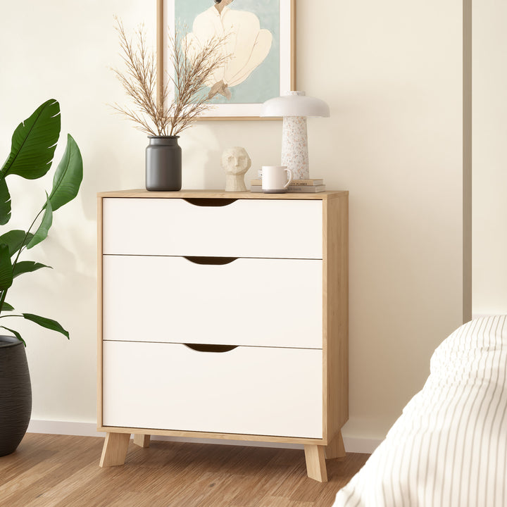 Ikast Chest 3 Drawers in Jackson Hickory and White - TidySpaces