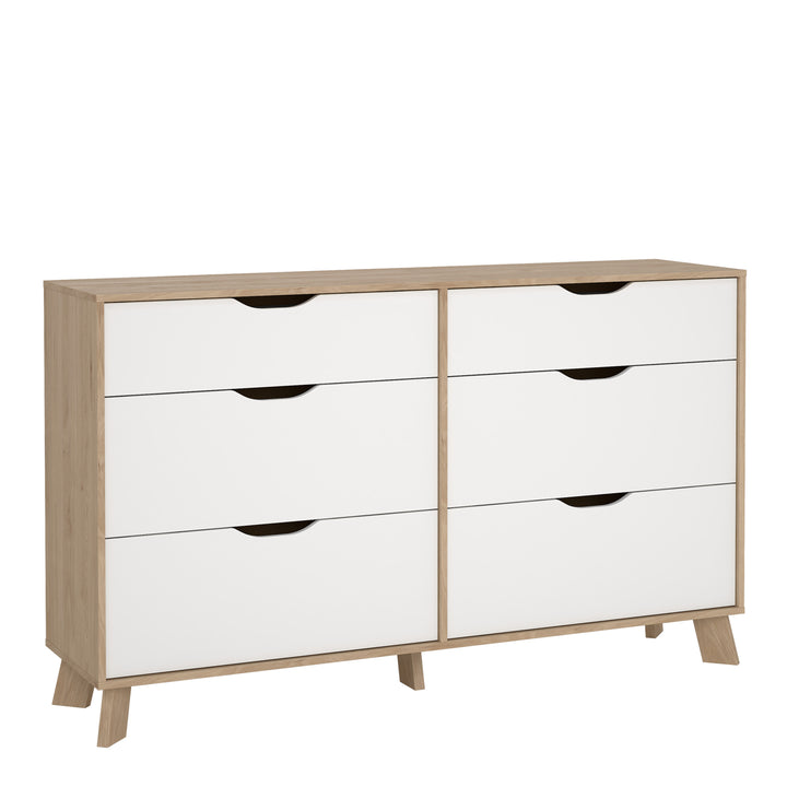 Ikast 6 Drawers Double Dresser in Jackson Hickory and White - TidySpaces