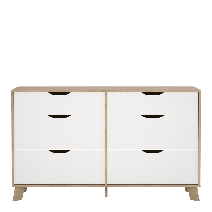 Ikast 6 Drawers Double Dresser in Jackson Hickory and White - TidySpaces