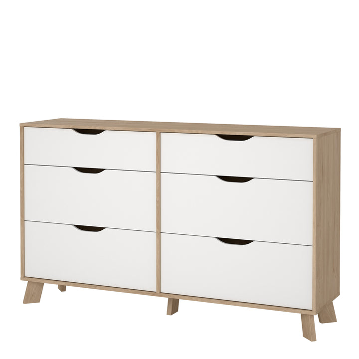 Ikast 6 Drawers Double Dresser in Jackson Hickory and White - TidySpaces