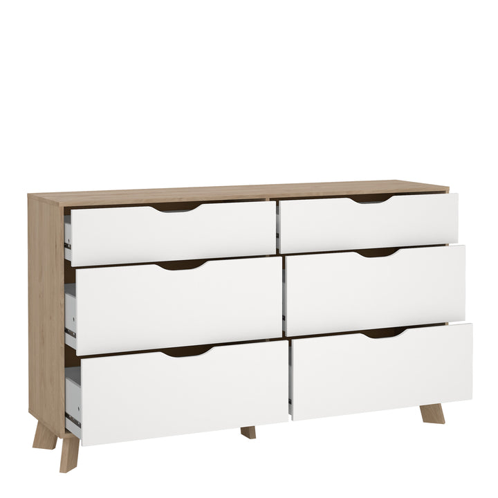 Ikast 6 Drawers Double Dresser in Jackson Hickory and White - TidySpaces