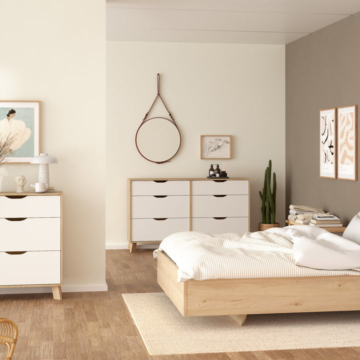 Ikast 6 Drawers Double Dresser in Jackson Hickory and White - TidySpaces