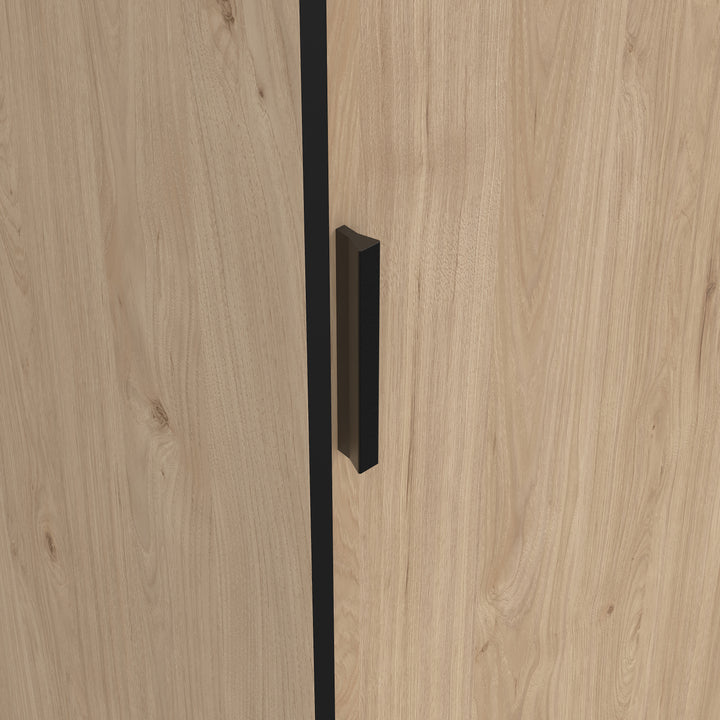 Line Wardrobe with 2 Sliding Doors 1 Small Door and 2 Drawers in Jackson Hickory Oak - TidySpaces