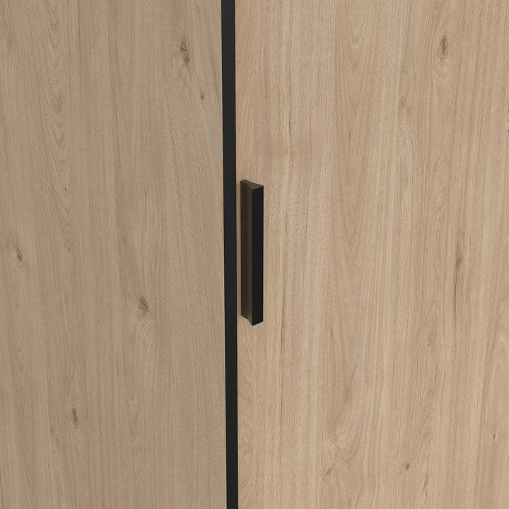 Line Wardrobe with 2 Sliding Doors 1 Sliding Door with Mirror in Jackson Hickory Oak - TidySpaces