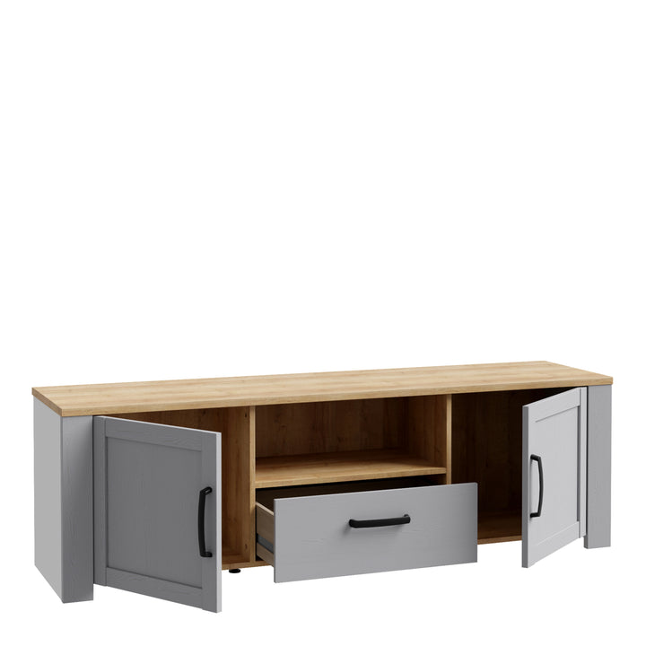 Bohol TV Unit Inc. LED Light in Riviera Oak/Grey Oak - TidySpaces