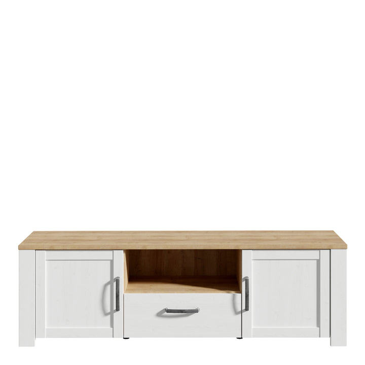 Bohol TV Unit inc. LED Light in Riviera Oak/White Default Title - TidySpaces