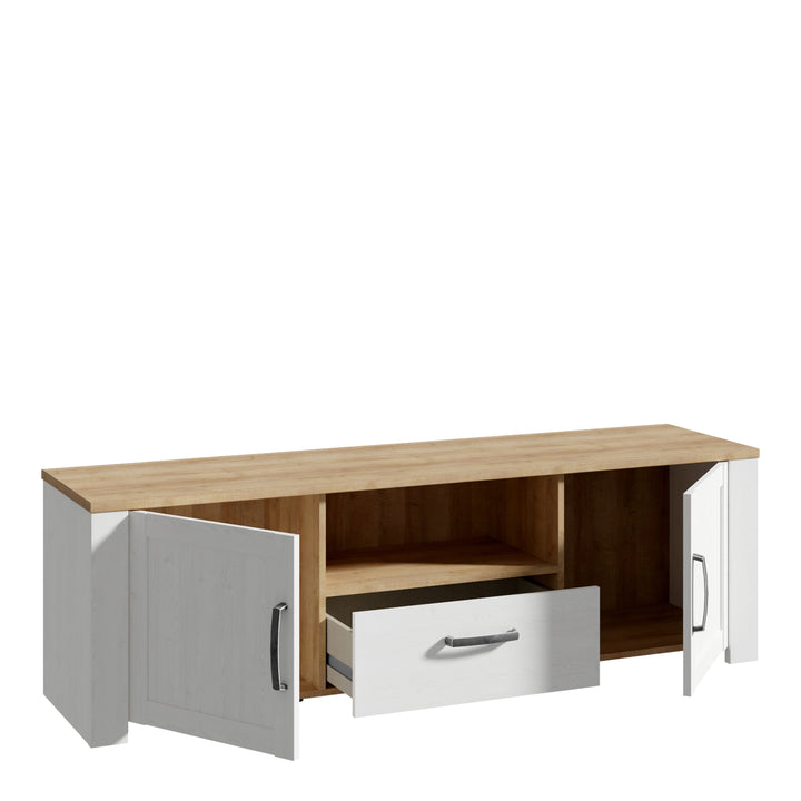Bohol TV Unit inc. LED Light in Riviera Oak/White - TidySpaces