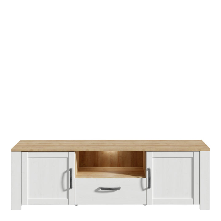 Bohol TV Unit inc. LED Light in Riviera Oak/White - TidySpaces