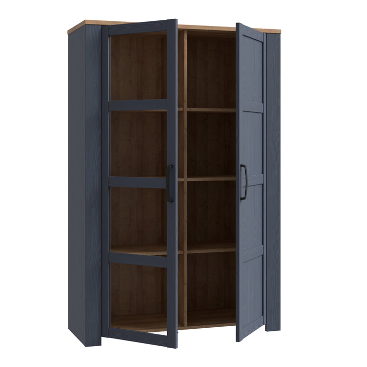 Bohol Display Cabinet inc. 2x LED Lights in Riviera Oak/Navy - TidySpaces