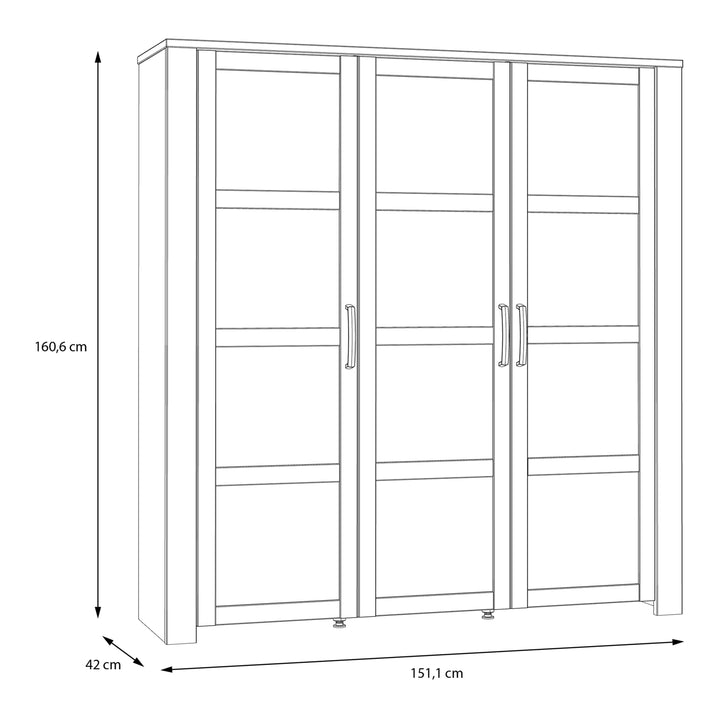 Bohol Large Display Cabinet inc. 4x LED Lights in Riviera Oak/Grey Oak - TidySpaces