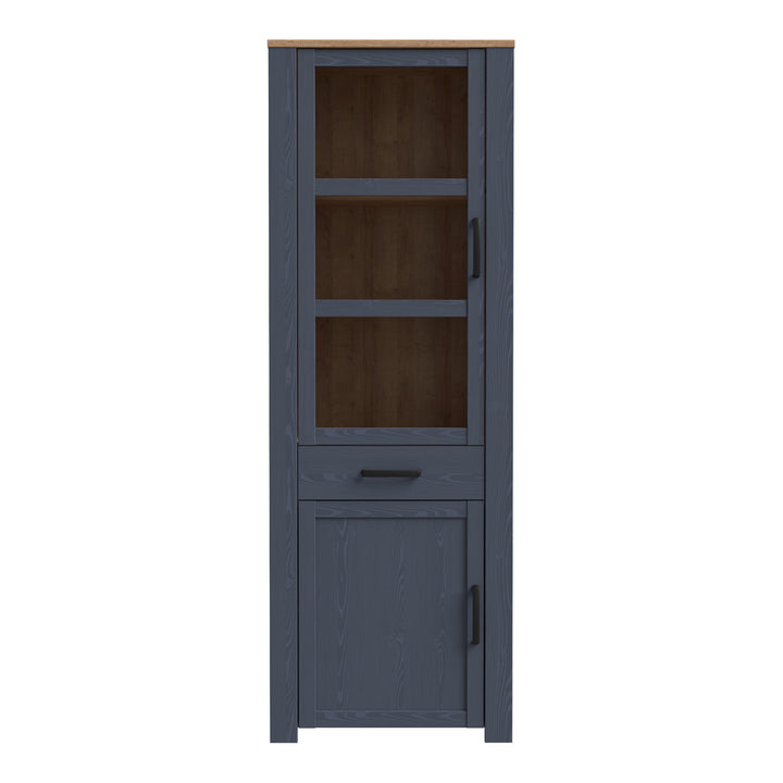 Bohol Narrow Display Cabinet inc. 2x LED Lights in Riviera Oak/Navy Default Title - TidySpaces