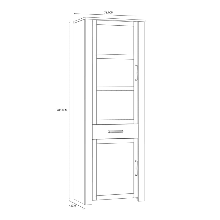 Bohol Narrow Display Cabinet inc. 2x LED Lights in Riviera Oak/Navy - TidySpaces