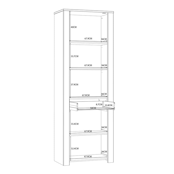 Bohol Narrow Display Cabinet inc. 2x LED Lights in Riviera Oak/Navy - TidySpaces