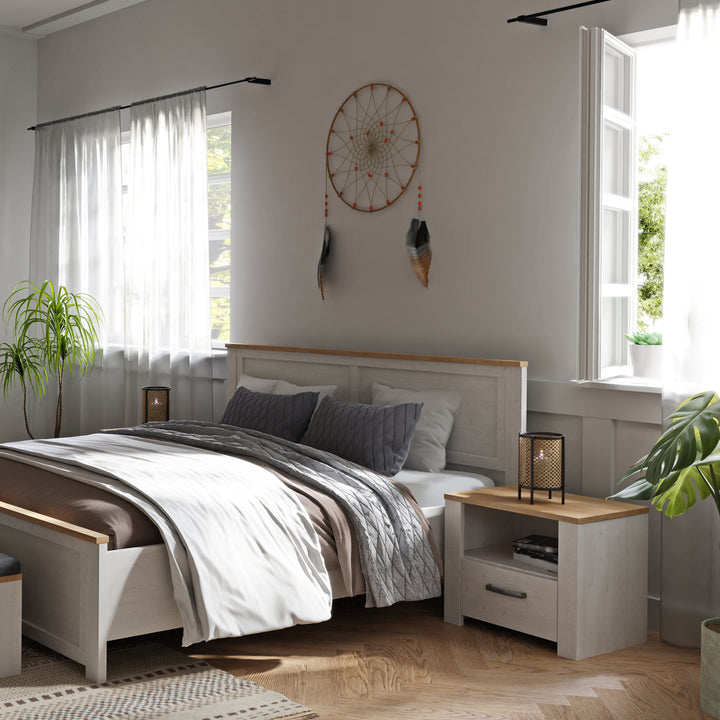 Bohol 1 Drawer Bedside I n Navy Oak - TidySpaces
