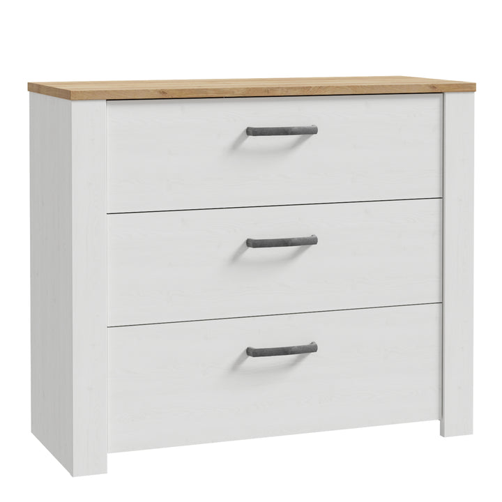 Bohol 3 Drawer Chest in Riviera Oak/White - TidySpaces