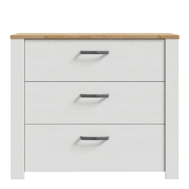Bohol 3 Drawer Chest in Riviera Oak/White - TidySpaces