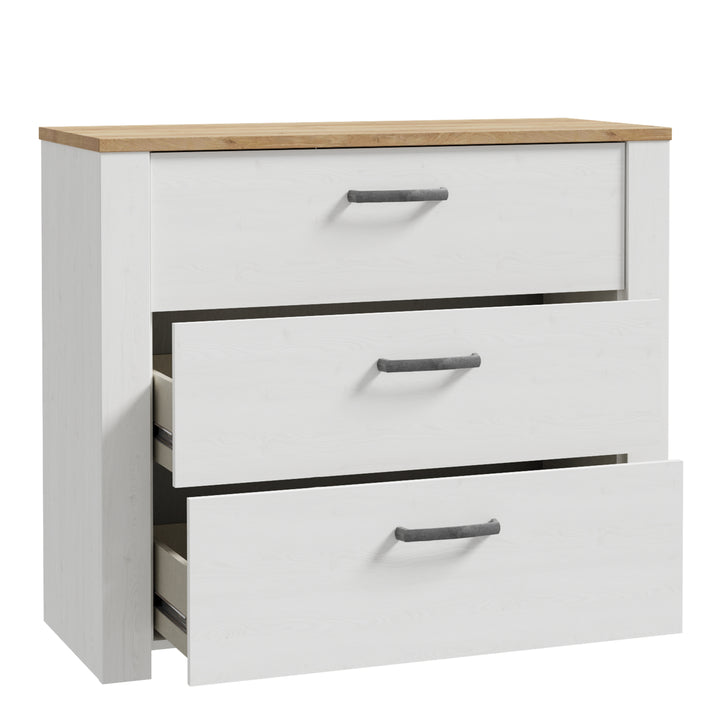 Bohol 3 Drawer Chest in Riviera Oak/White - TidySpaces