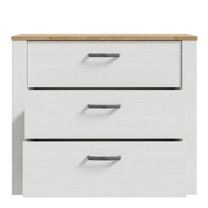 Bohol 3 Drawer Chest in Riviera Oak/White - TidySpaces