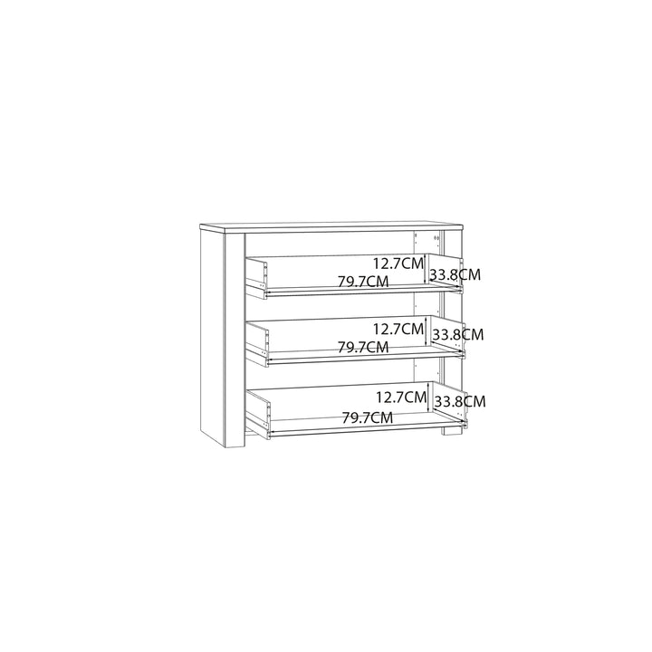 Bohol 3 Drawer Chest in Riviera Oak/White - TidySpaces