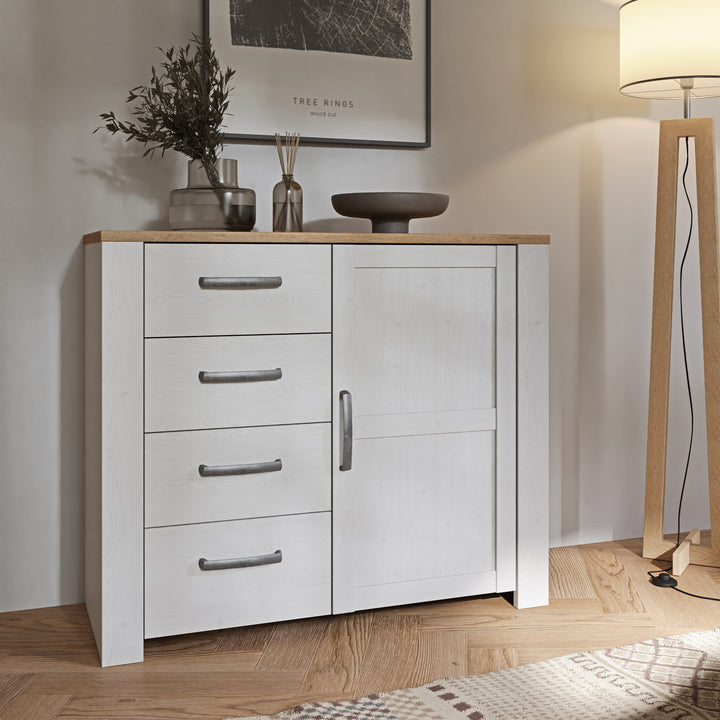 Bohol 1 Door 4 Drawer Chest in Riviera Oak/White - TidySpaces