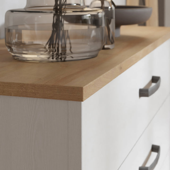 Bohol 5 Drawer Narrow Chest in Riviera Oak/White - TidySpaces